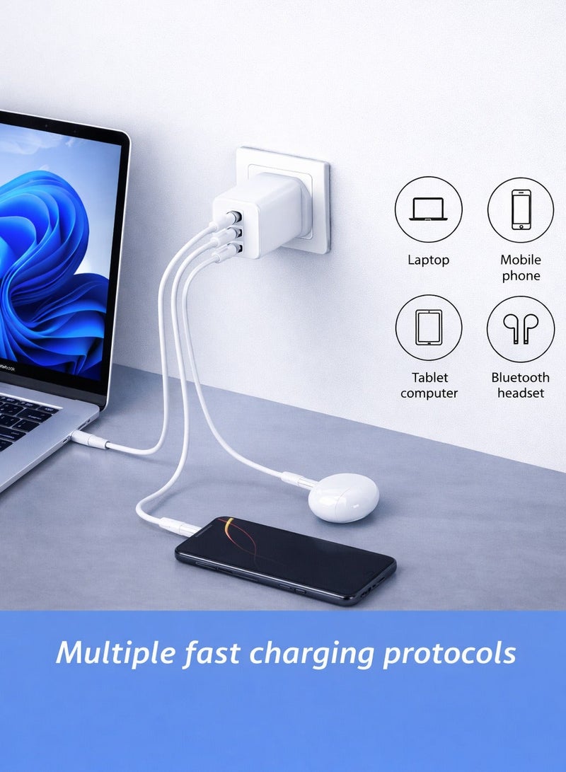 ايه كيه تي ستار شاحن سريع متعدد المنافذ بقوة 65 واط بتقنية GaN، مزود بمخرج USB-C وUSB-A، يدعم الشحن السريع PD وQC 3.0، محول جداري صغير الحجم مزود بحماية من الحرارة الزائدة، متوافق مع أجهزة MacBook Air وMacBook Pro وأجهزة الكمبيوتر المحمولة من Apple وSamsung - Image 2